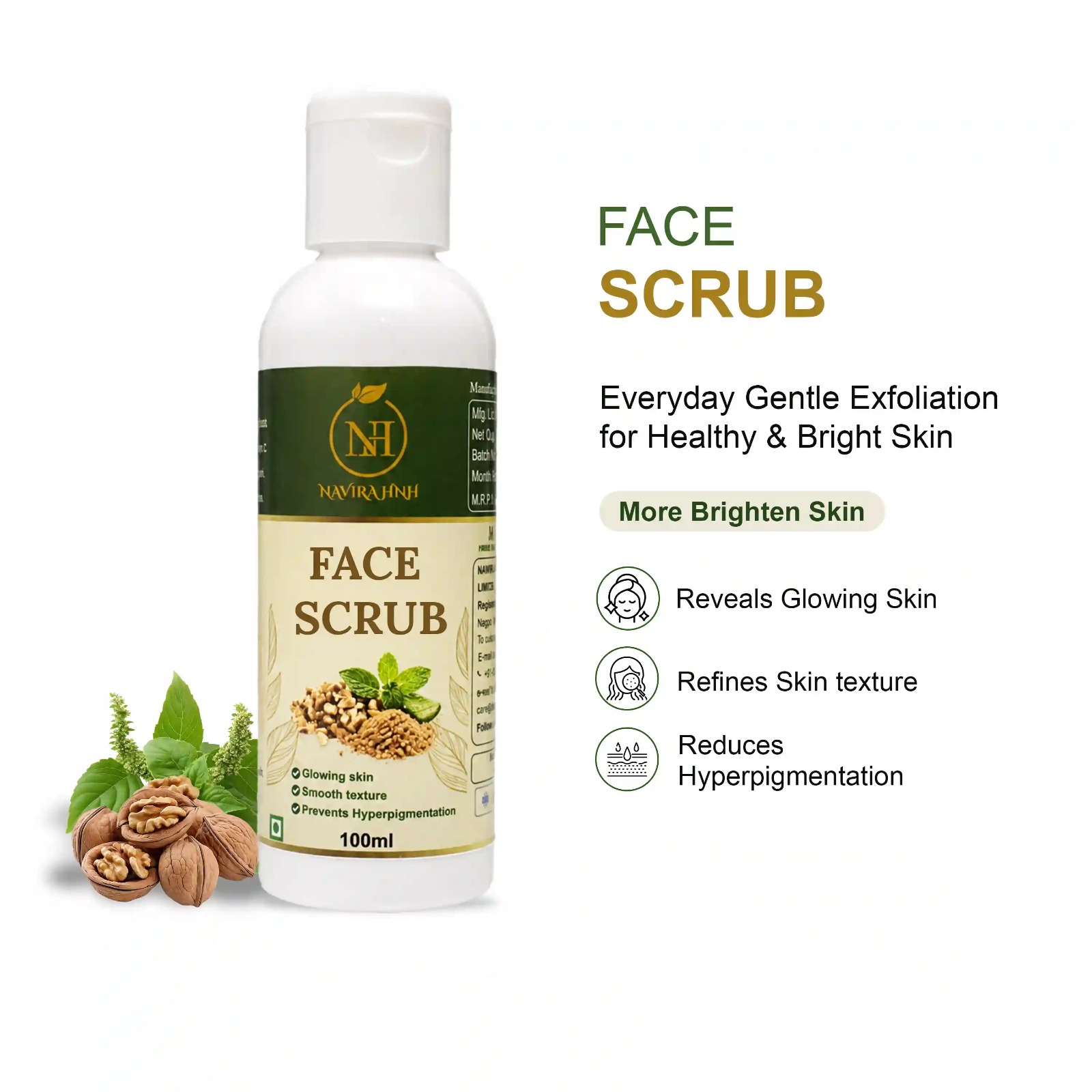 Face Scrub | Gentle Exfoliating Scrub for Bright, Smooth Skin | All Skin Types | Removes Dead Skin & Unclogs Pores